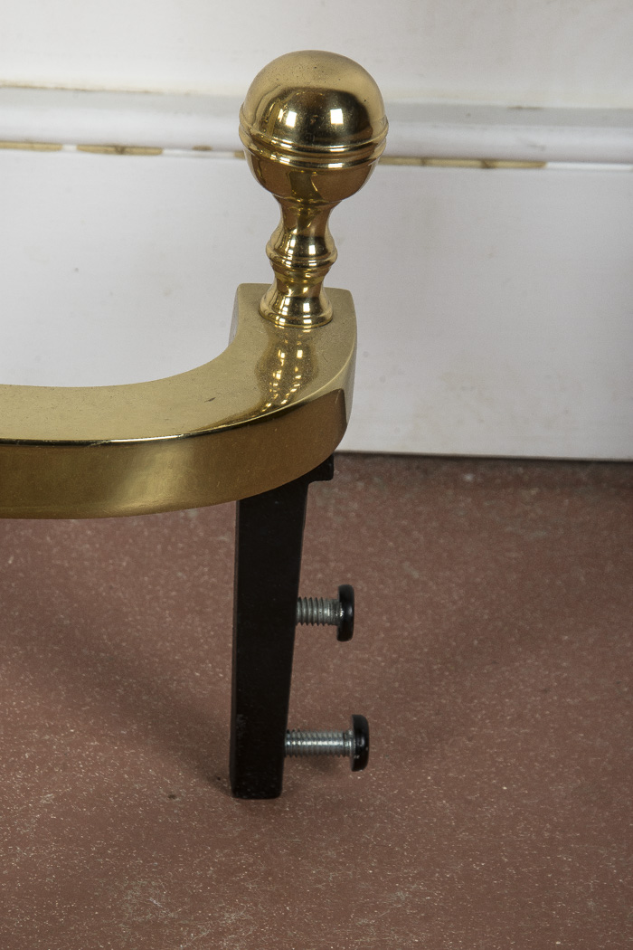 Set of Solid Brass Andirons and Fireplace Fender