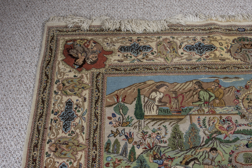 Semi-Antique Hand-Knotted Pictorial Kerman-Style Wool Area Rug
