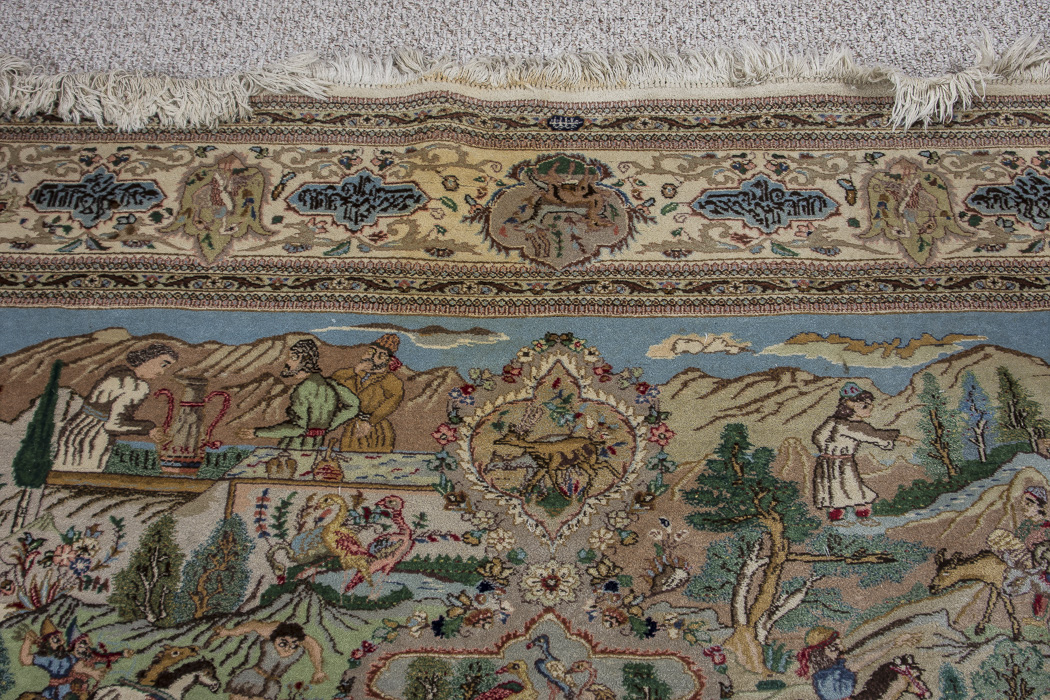 Semi-Antique Hand-Knotted Pictorial Kerman-Style Wool Area Rug