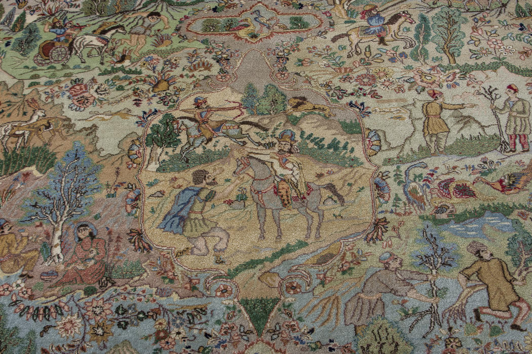 Semi-Antique Hand-Knotted Pictorial Kerman-Style Wool Area Rug