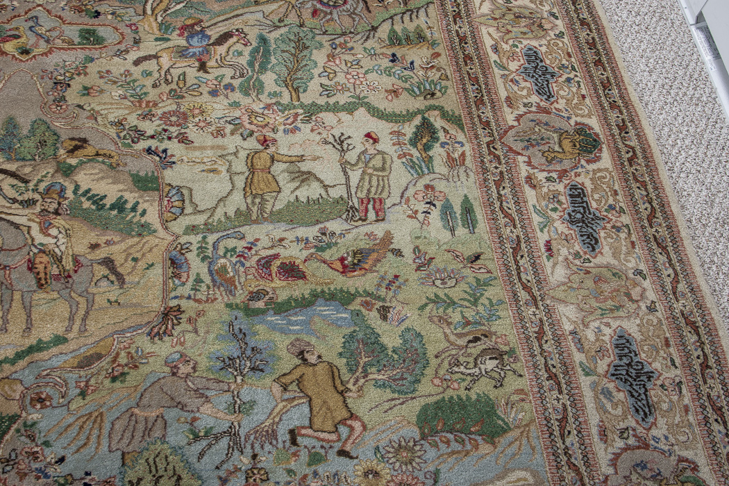 Semi-Antique Hand-Knotted Pictorial Kerman-Style Wool Area Rug