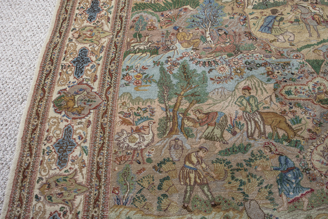 Semi-Antique Hand-Knotted Pictorial Kerman-Style Wool Area Rug