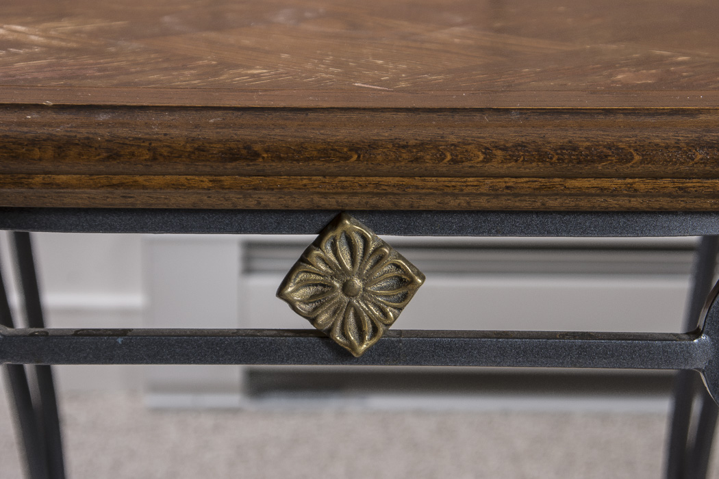 Pair of Wrought Iron and Wood Accent Tables