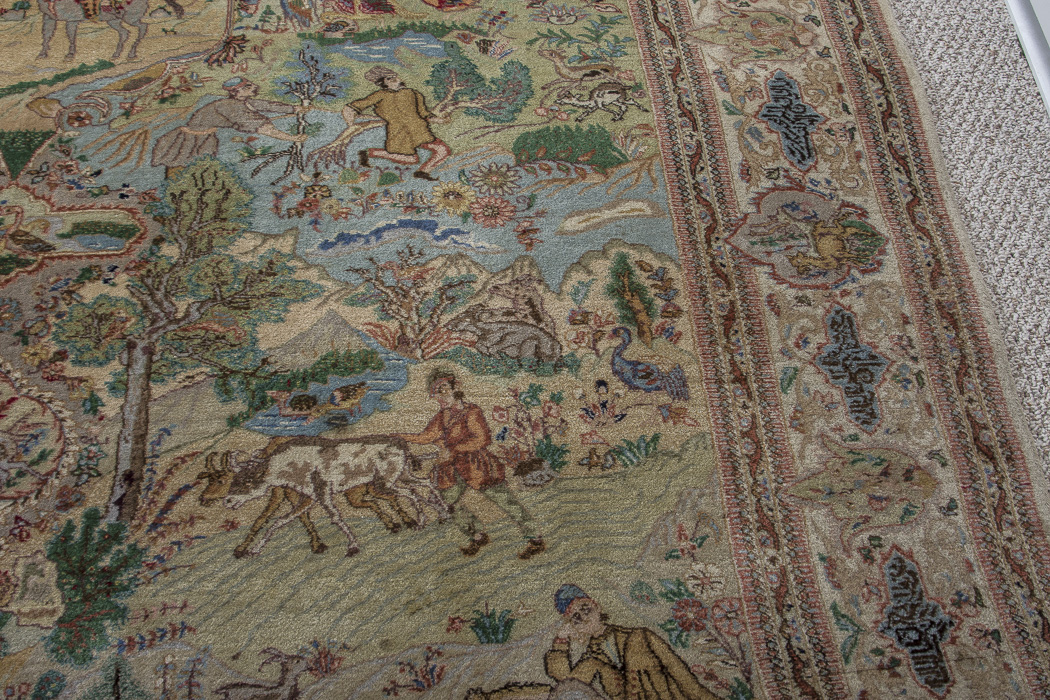 Semi-Antique Hand-Knotted Pictorial Kerman-Style Wool Area Rug