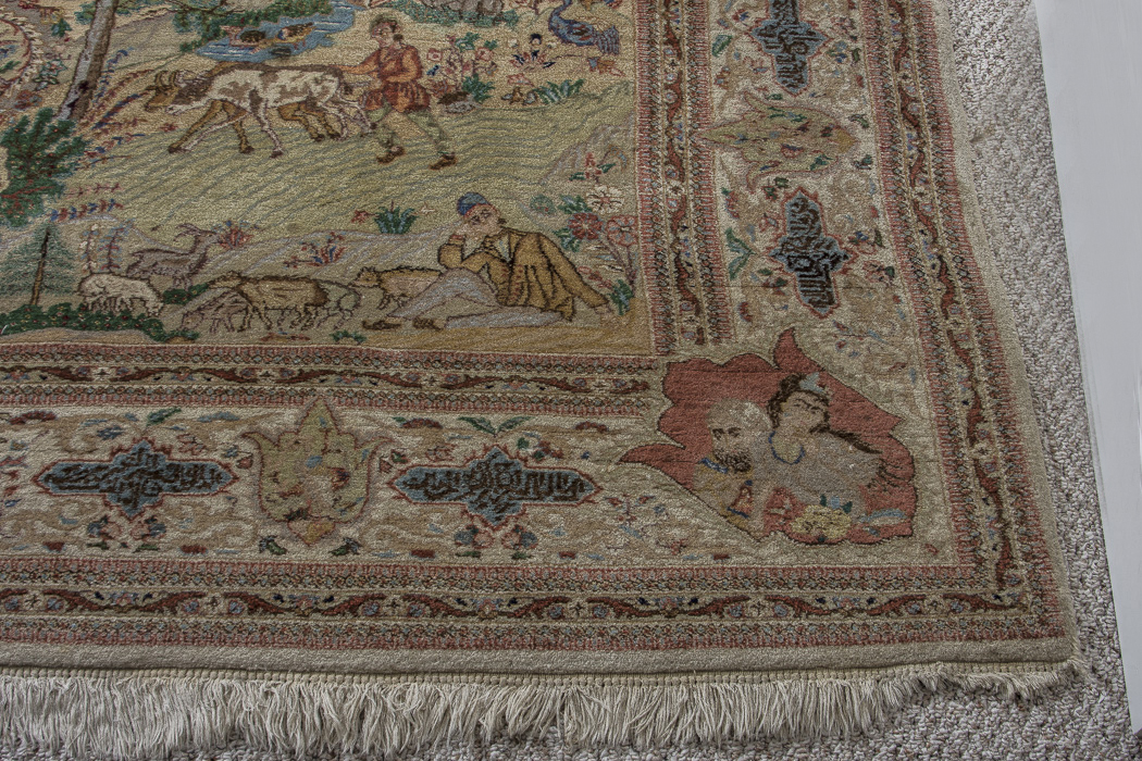 Semi-Antique Hand-Knotted Pictorial Kerman-Style Wool Area Rug