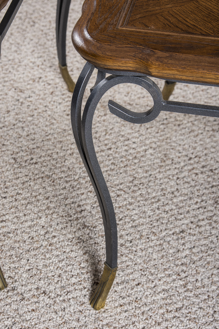 Pair of Wrought Iron and Wood Accent Tables