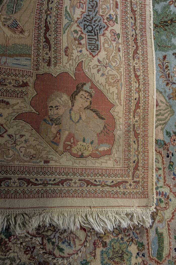 Semi-Antique Hand-Knotted Pictorial Kerman-Style Wool Area Rug