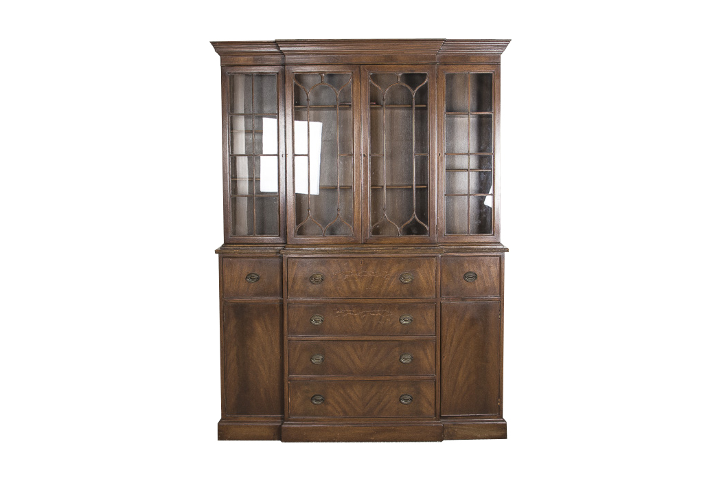 Vintage Mahogany Breakfront Cabinet Secretary