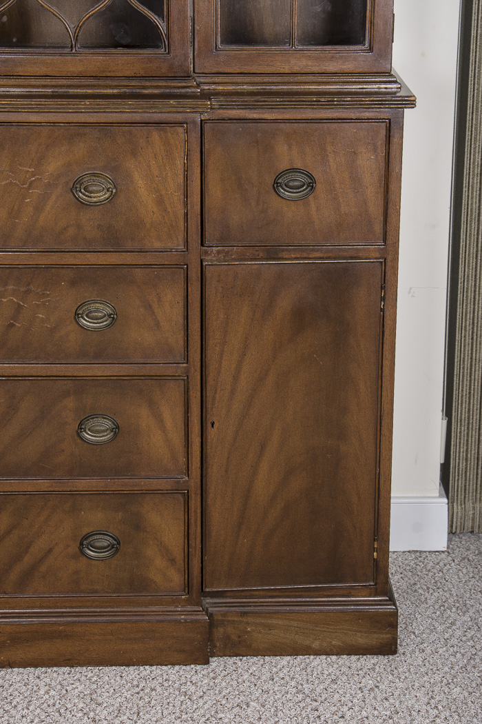 Vintage Mahogany Breakfront Cabinet Secretary