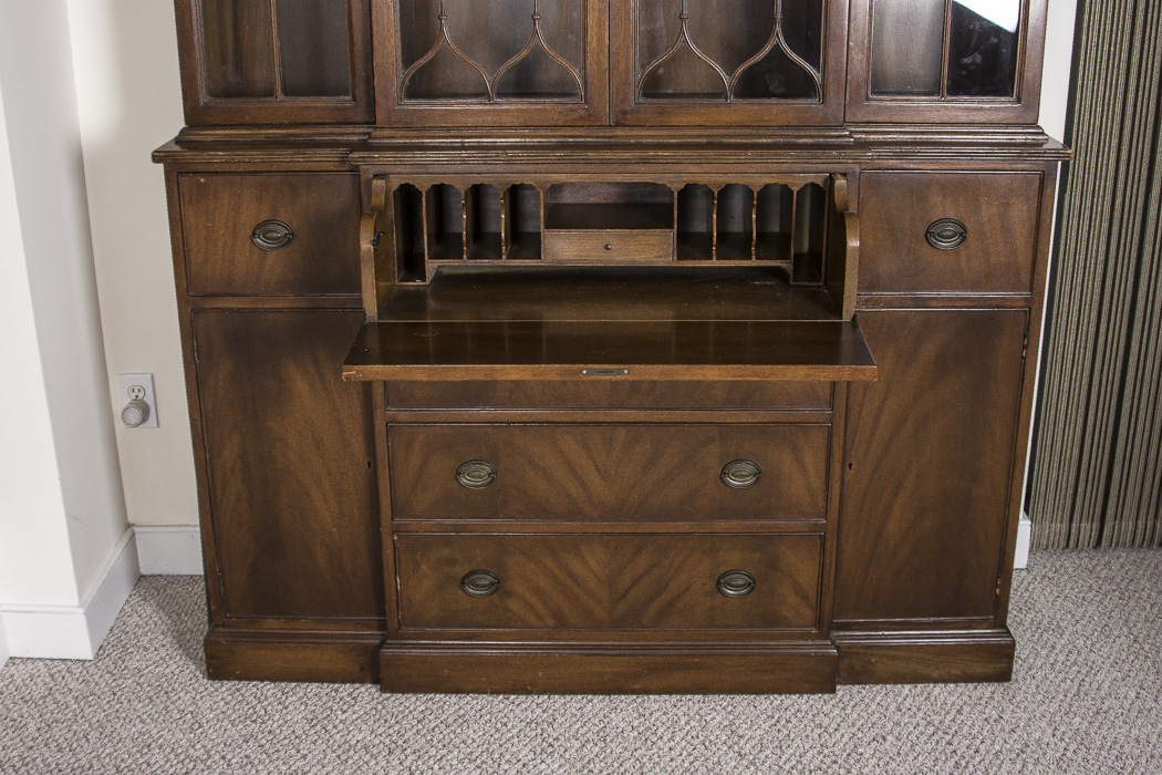 Vintage Mahogany Breakfront Cabinet Secretary