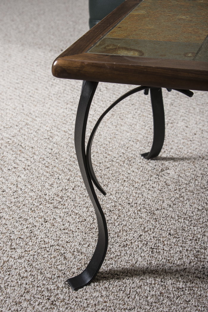 Wrought Iron Coffee Table with Tiled Inlay