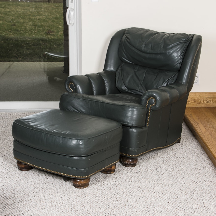 Executive Leather Armchair and Matching Ottoman
