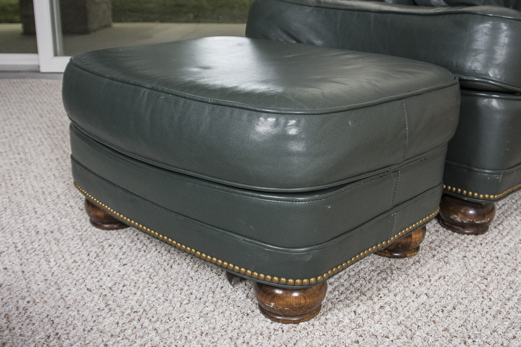 Executive Leather Armchair and Matching Ottoman