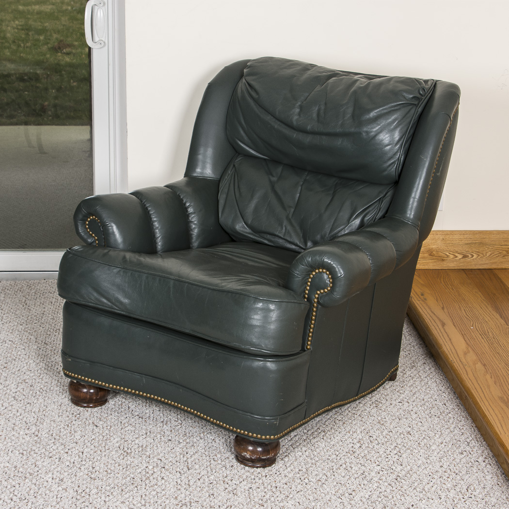 Executive Leather Armchair and Matching Ottoman