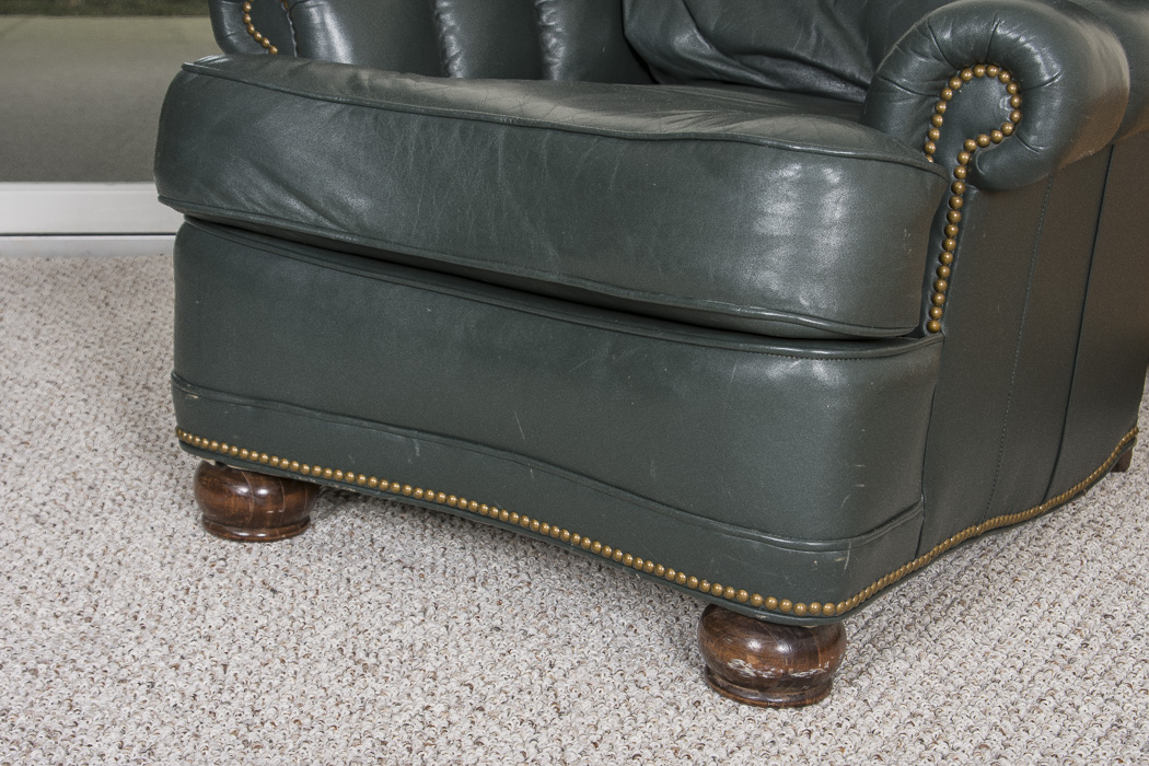 Executive Leather Armchair and Matching Ottoman