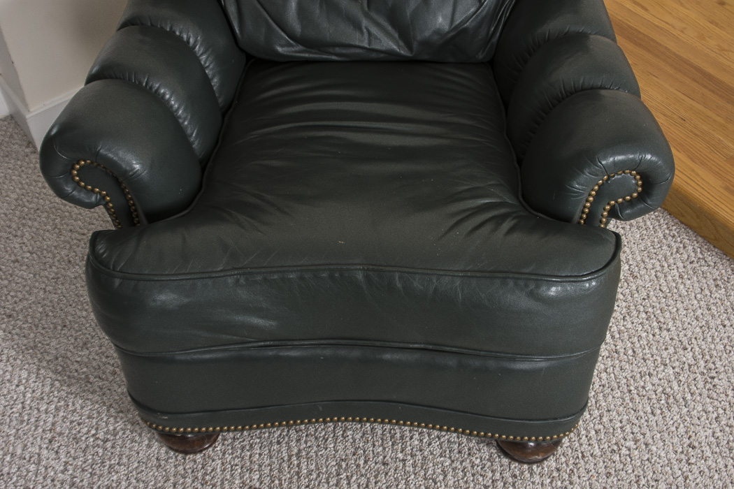 Executive Leather Armchair and Matching Ottoman