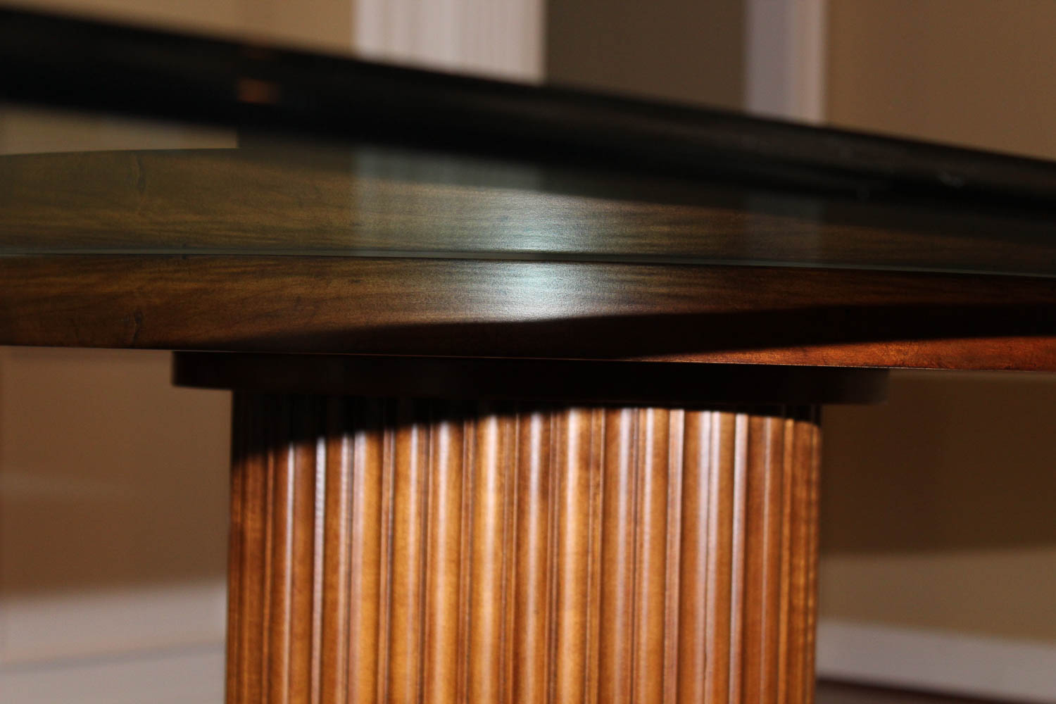 Glass-Top Dining Table With Double Pedestal Base