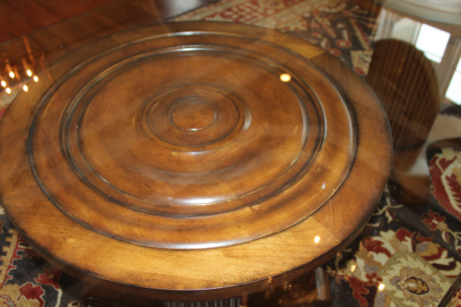 Glass-Top Dining Table With Double Pedestal Base