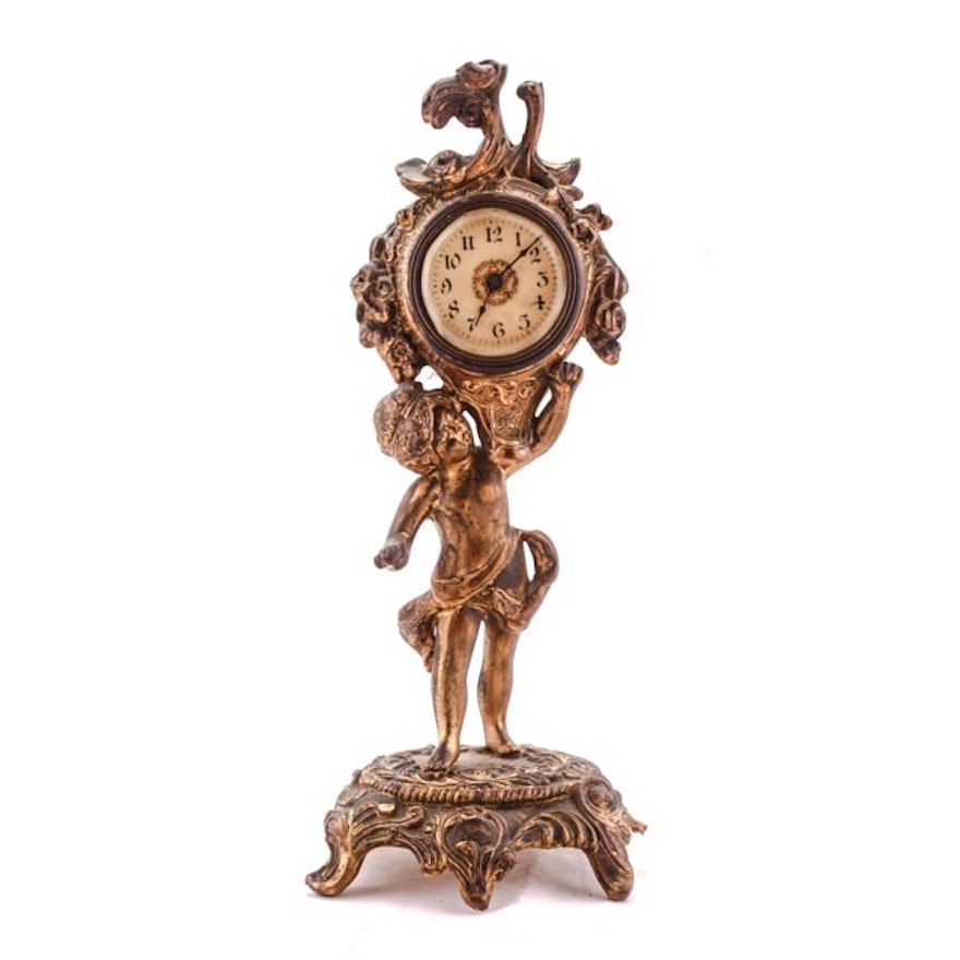 Art Nouveau Period Gilt Bronze Clock