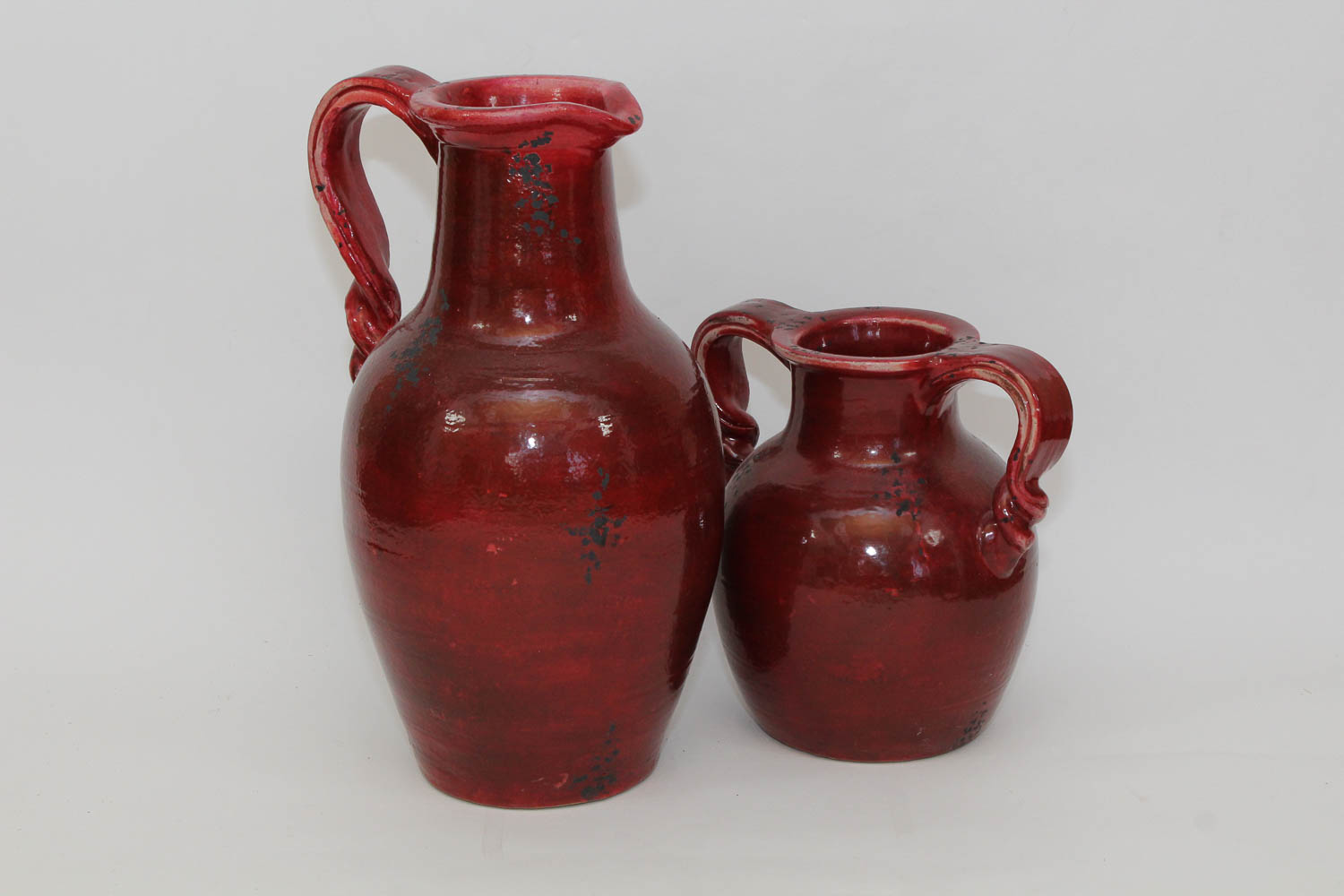 Pairing of Large Clay Pots with Antiqued Glazing