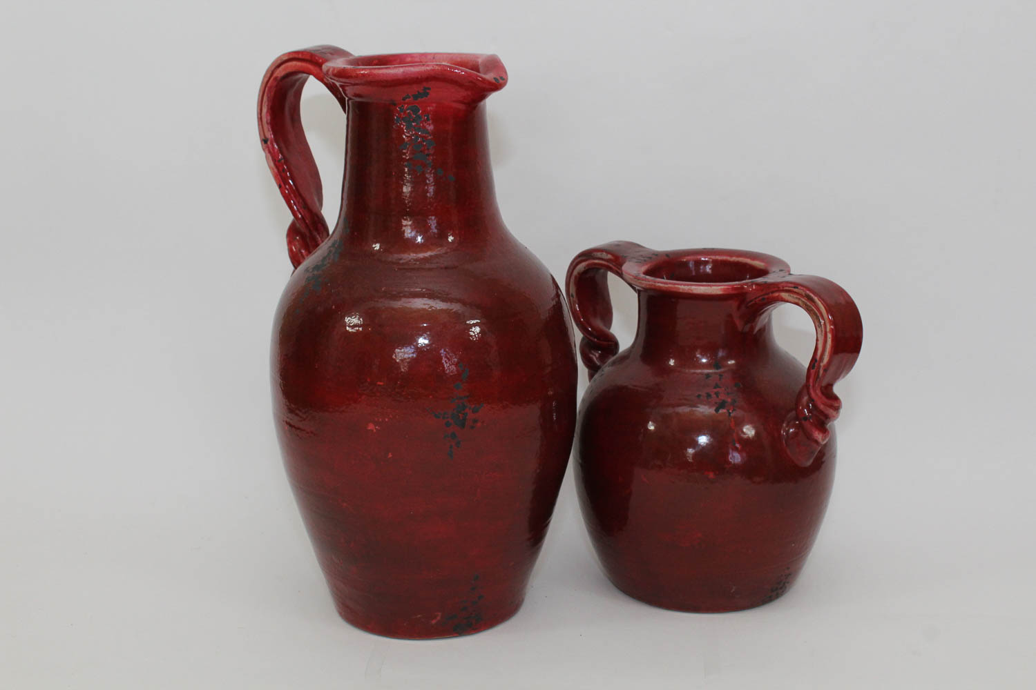 Pairing of Large Clay Pots with Antiqued Glazing