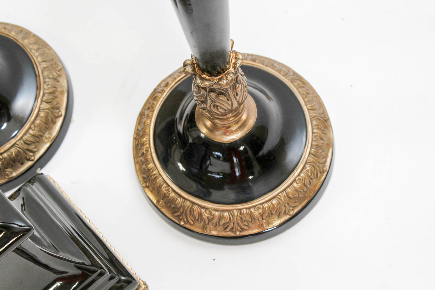 Selection of Black and Brass Candlesticks