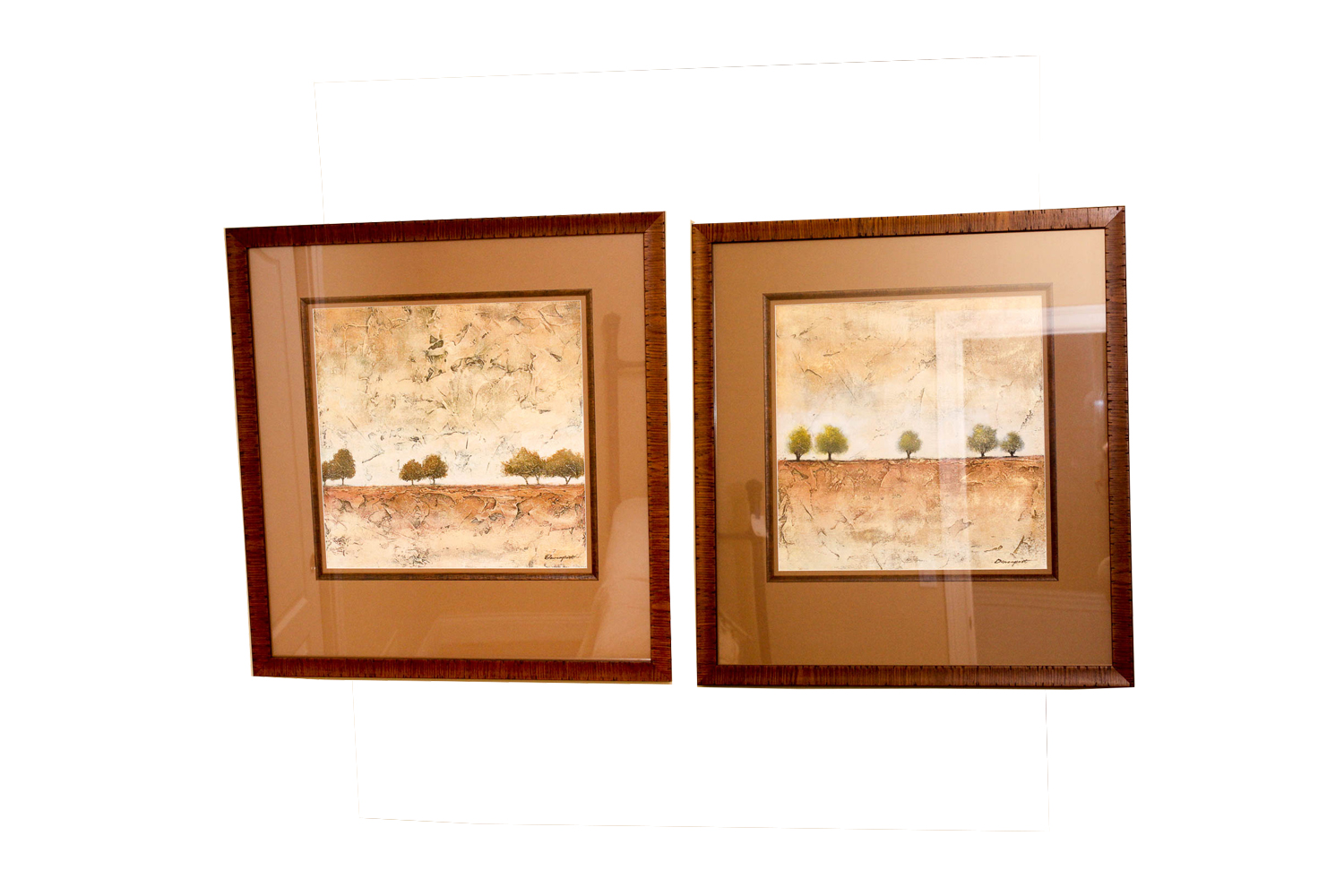 Pairing of Davenport Mixed Media Impasto Landscapes