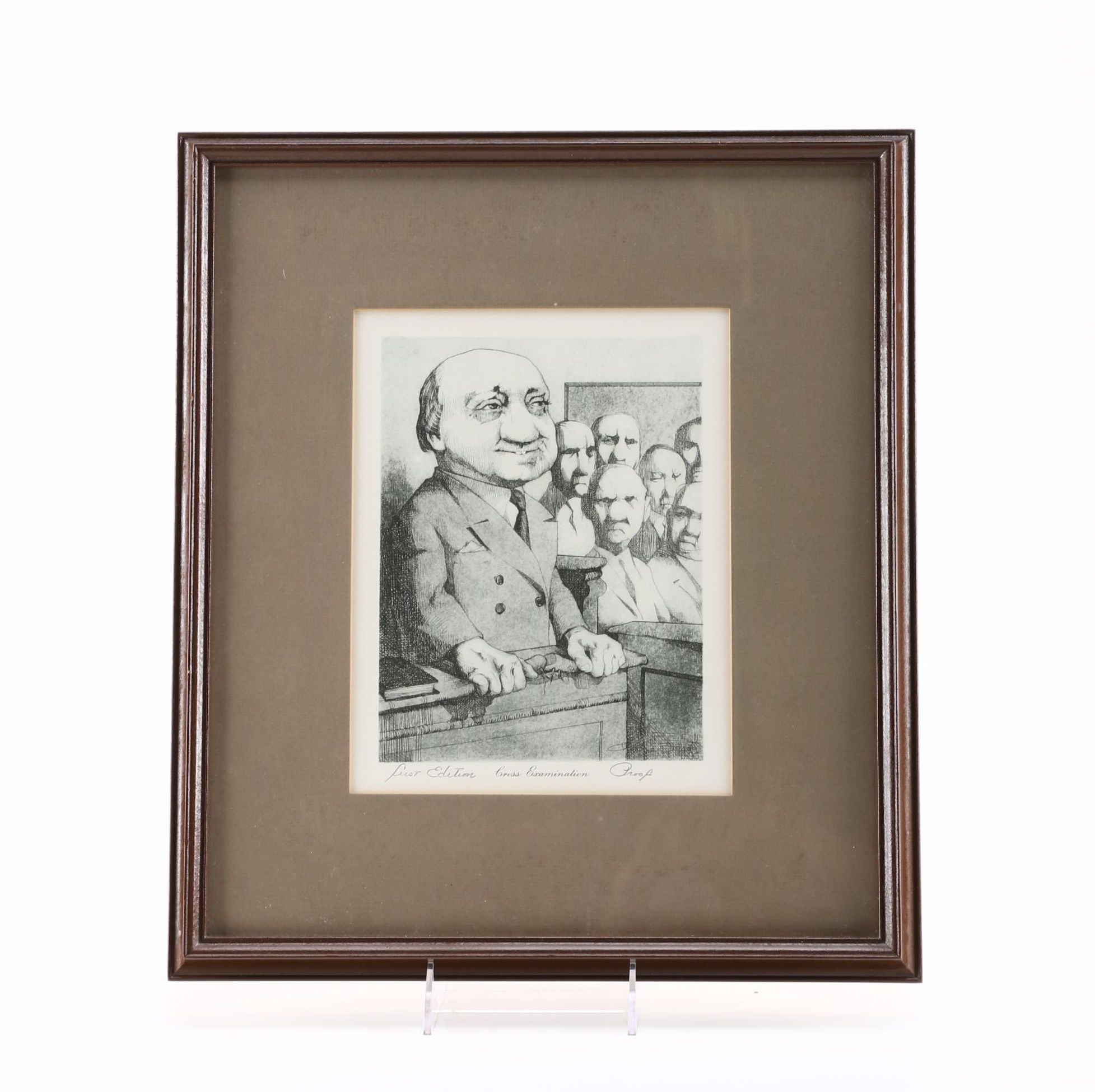 Charles Bragg First Edition Offset Lithograph "Cross Examination"