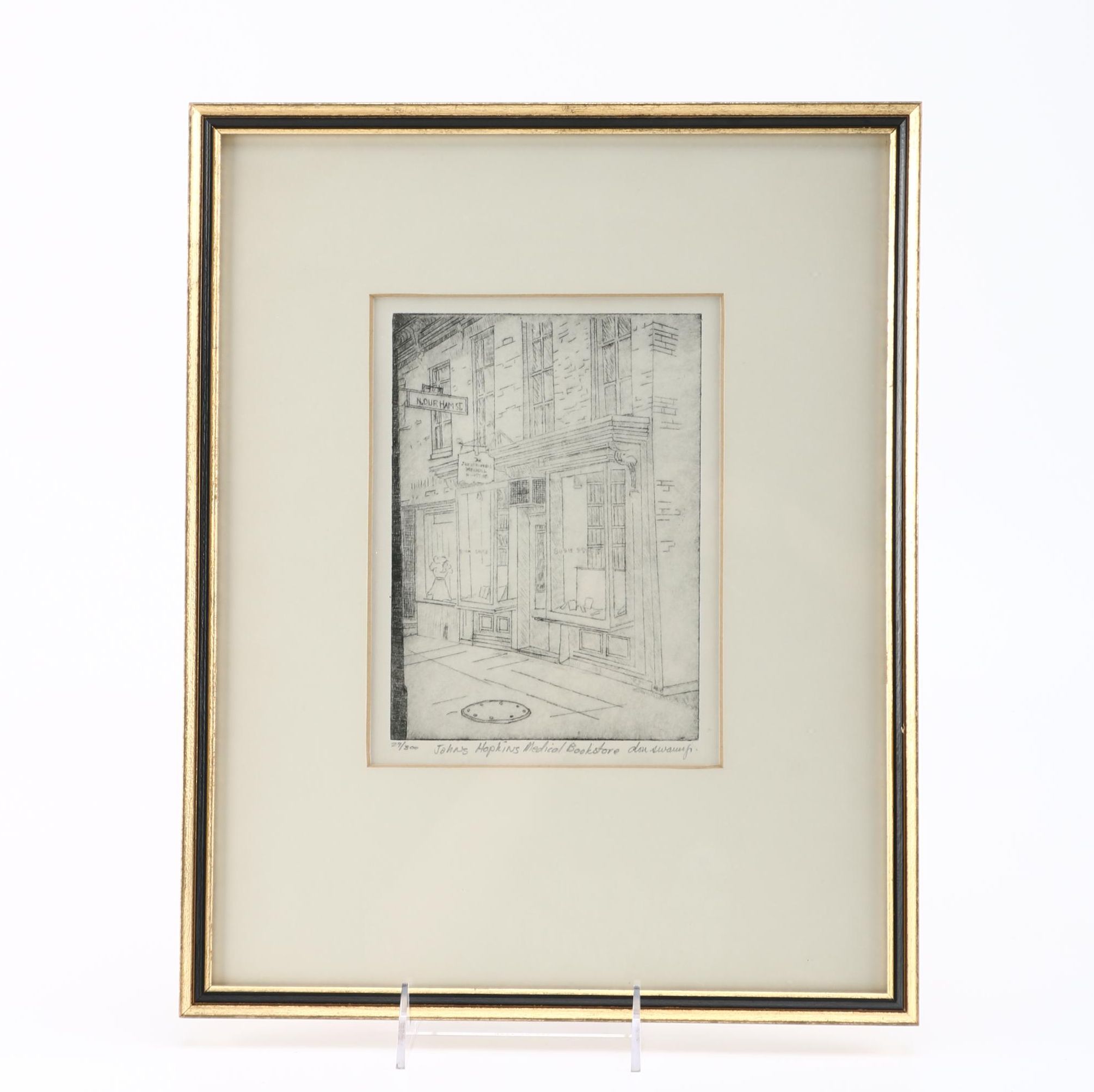 Don Swann Jr. Limited Edition Etching "Johns Hopkins Medical Bookstore"