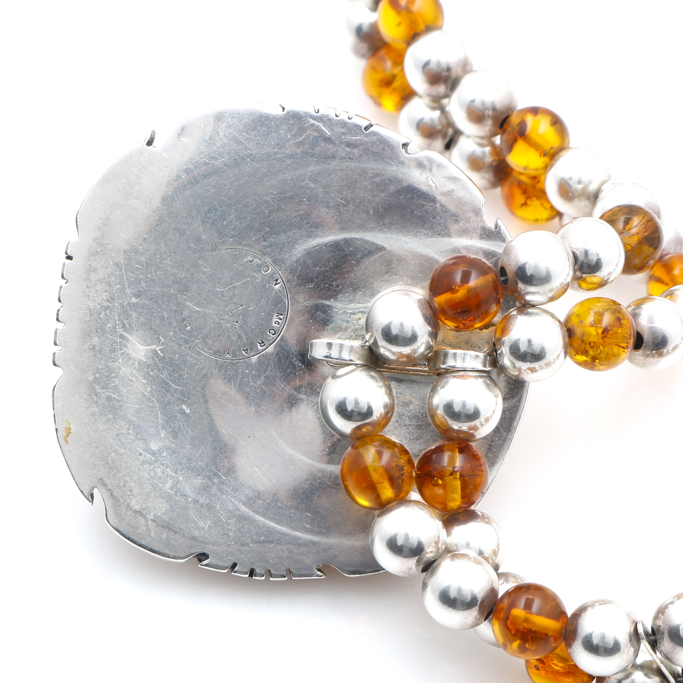 Jon McCray Sterling Silver Beaded Amber Necklace
