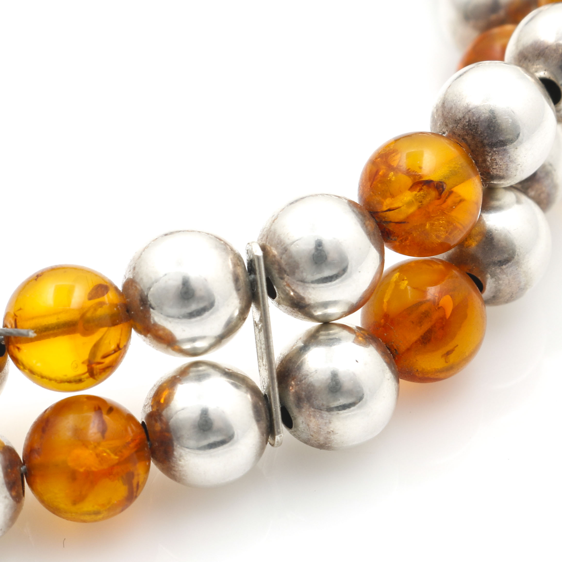 Jon McCray Sterling Silver Beaded Amber Necklace