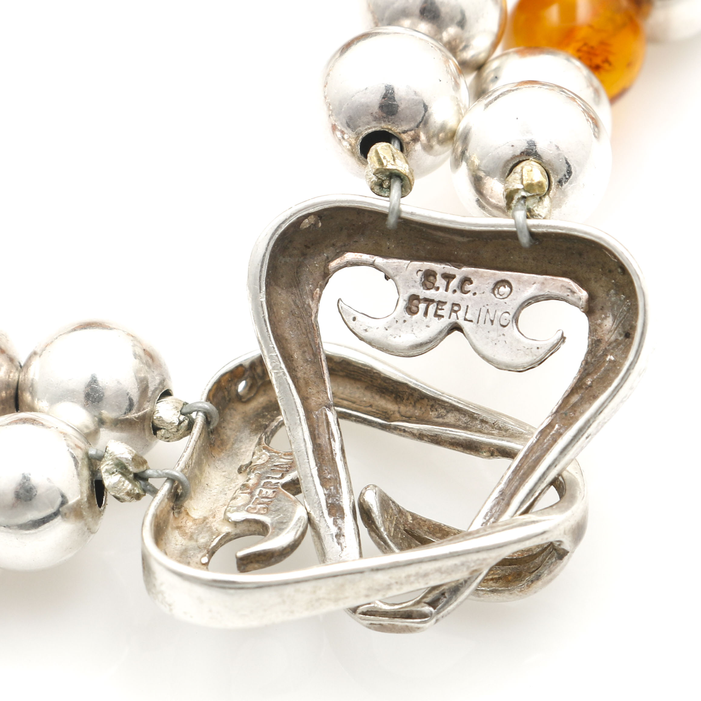 Jon McCray Sterling Silver Beaded Amber Necklace