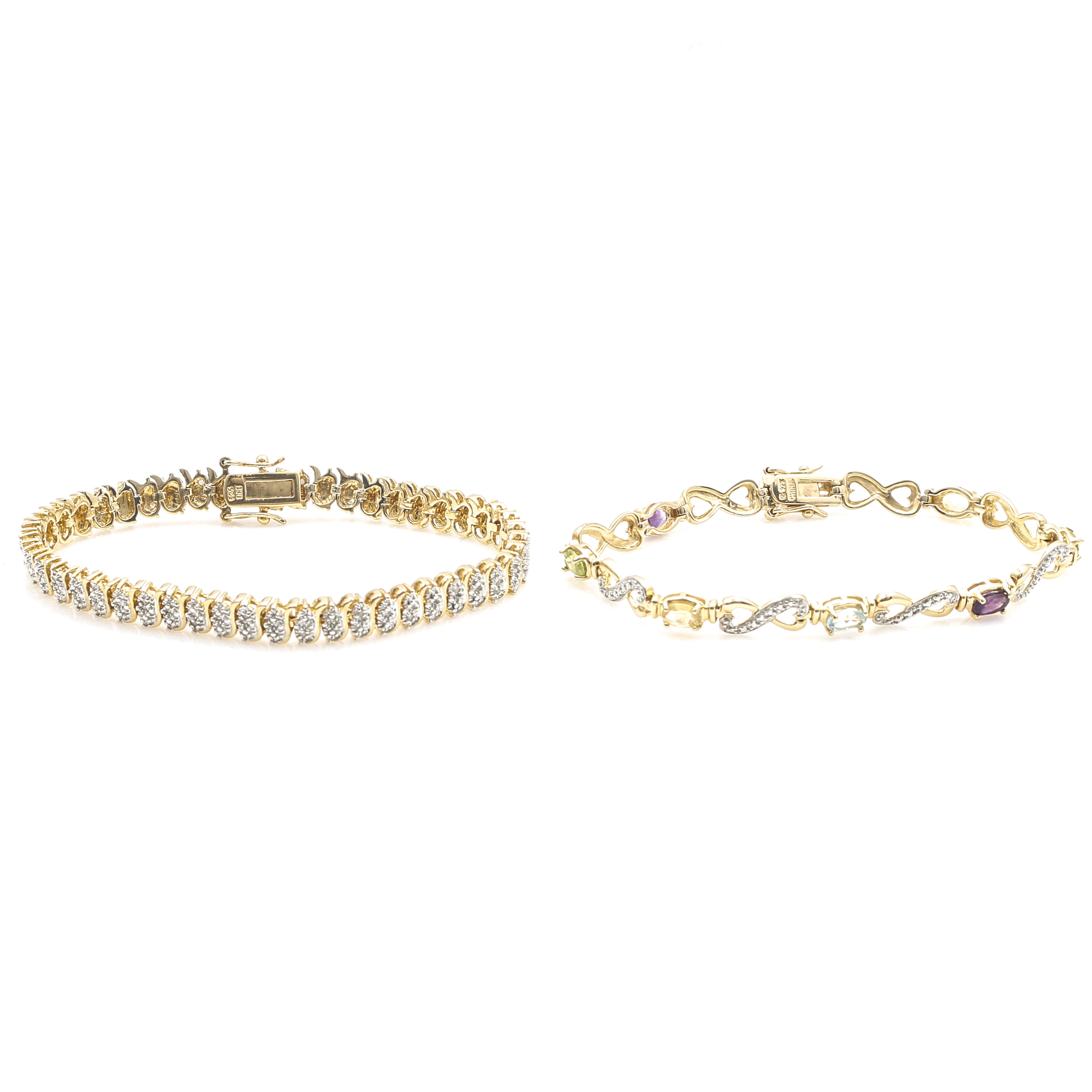 Sterling Silver Diamond and Gemstone Bracelets