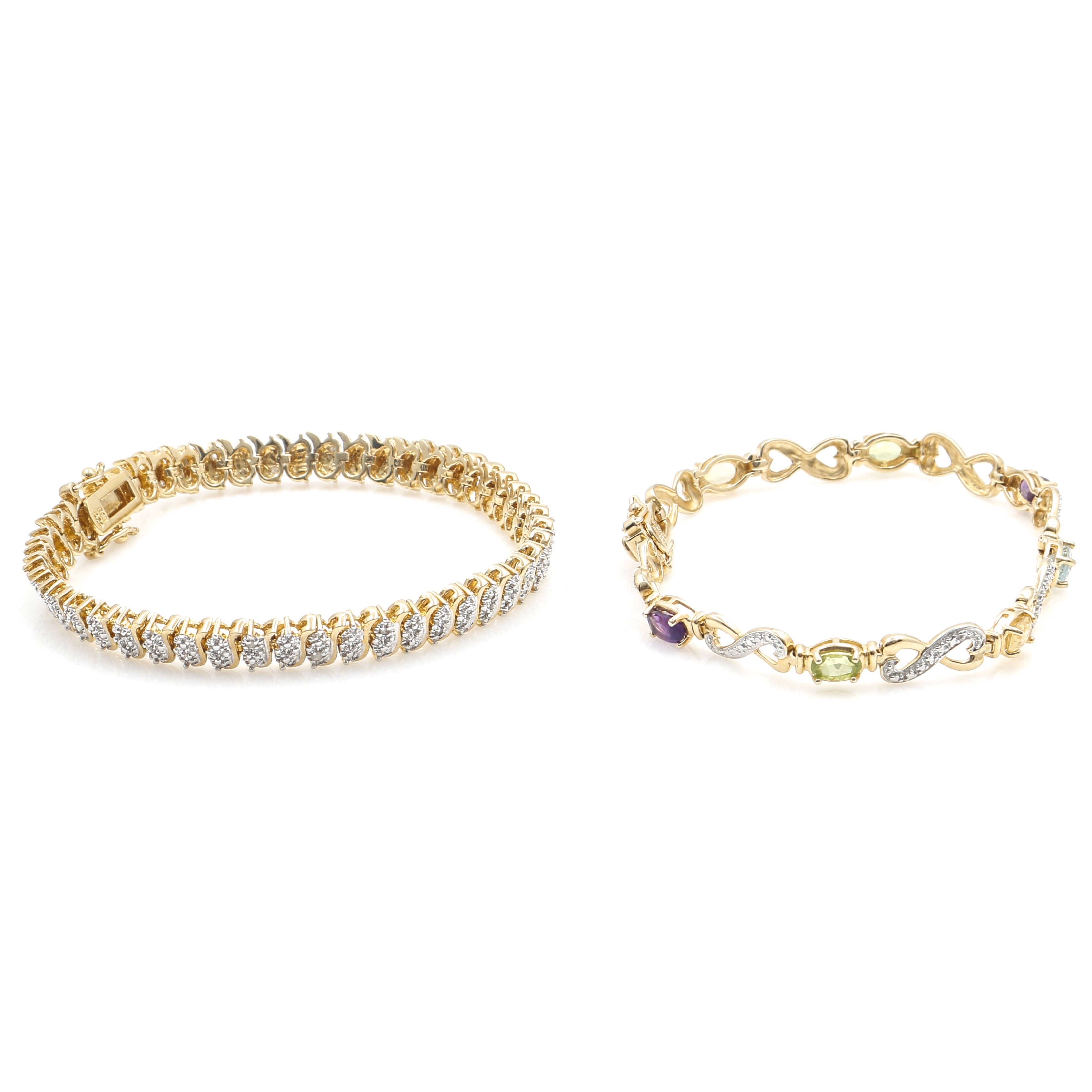 Sterling Silver Diamond and Gemstone Bracelets