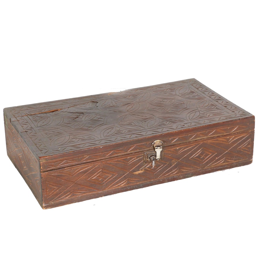 Vintage Carved Hinged-Lid Box