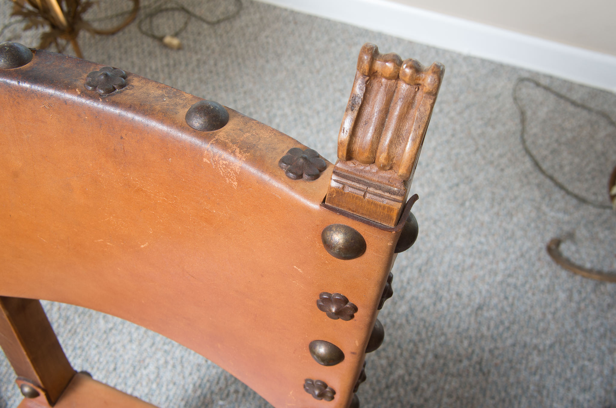 Spanish Colonial Style Leather Side Chairs