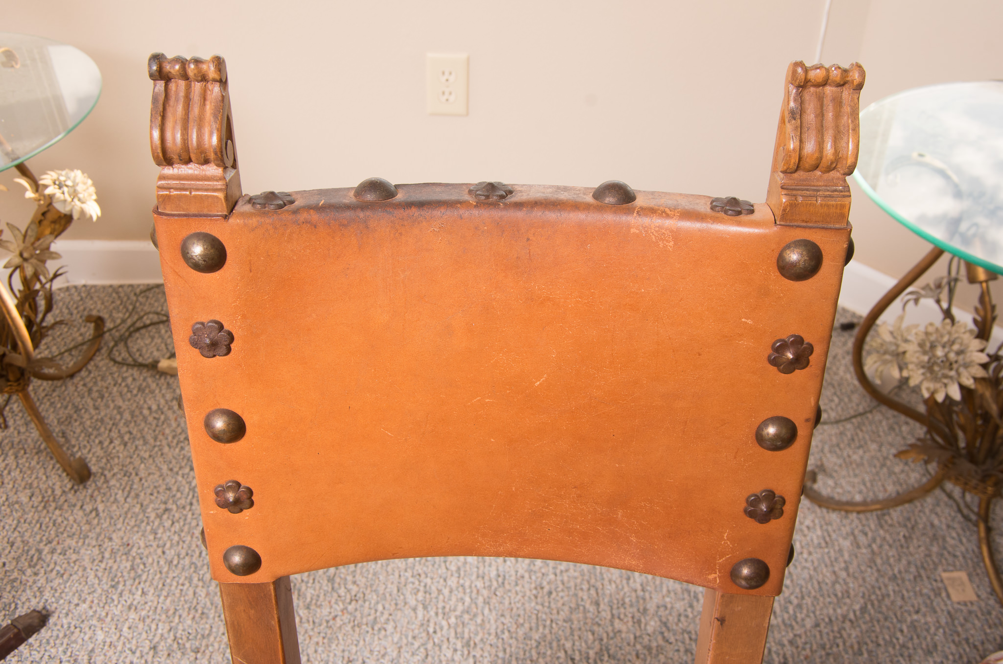 Spanish Colonial Style Leather Side Chairs