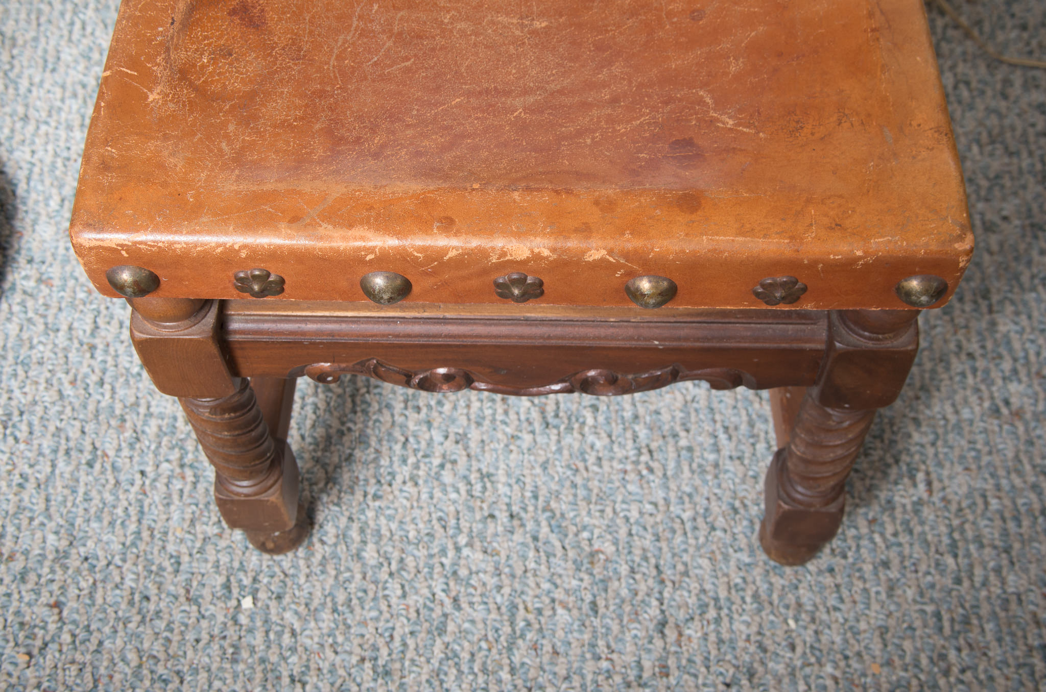 Spanish Colonial Style Leather Side Chairs