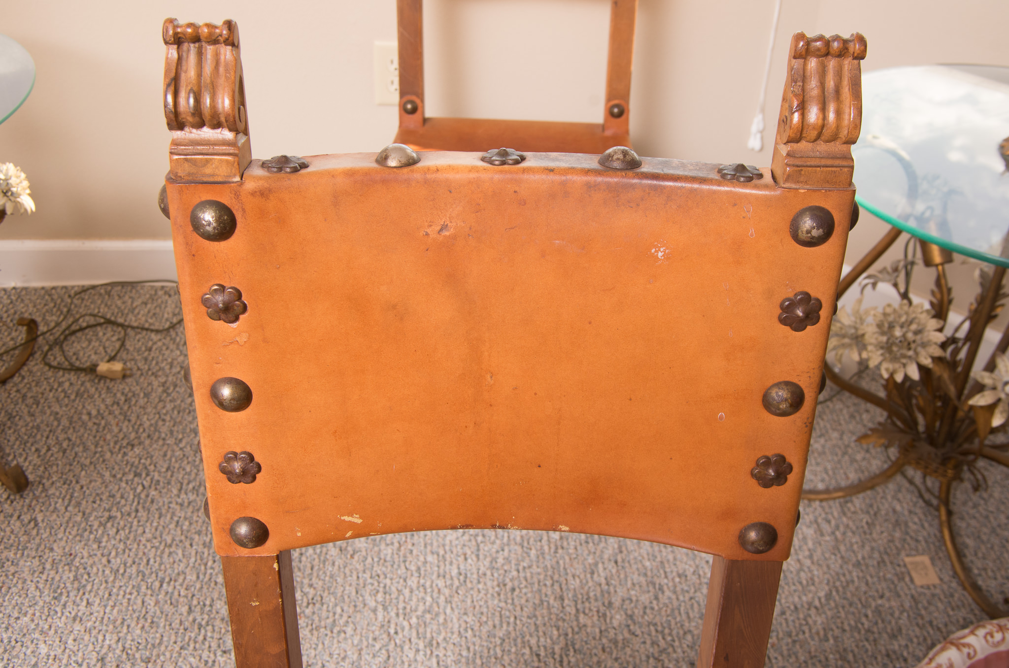 Spanish Colonial Style Leather Side Chairs