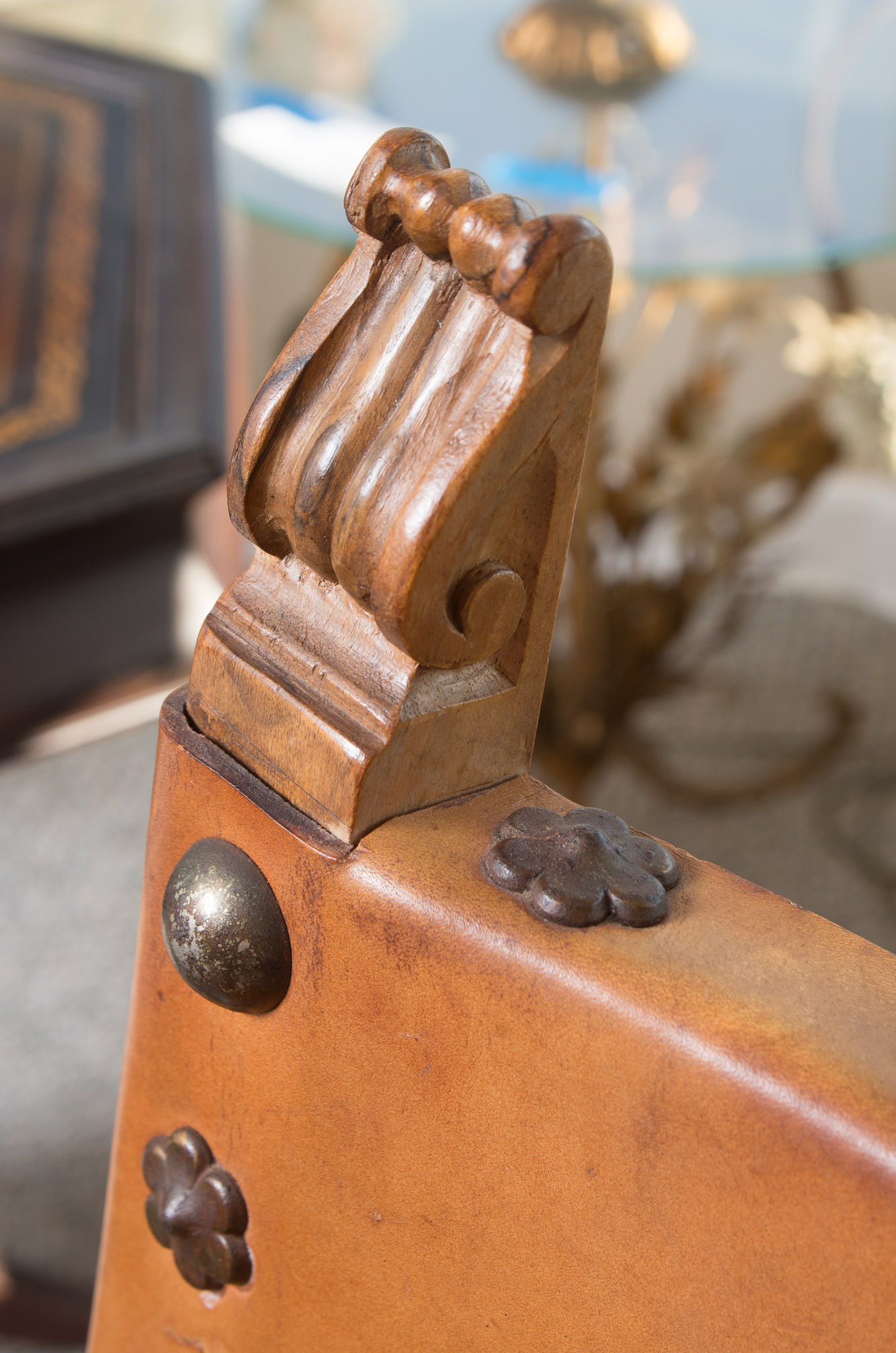 Spanish Colonial Style Leather Side Chairs