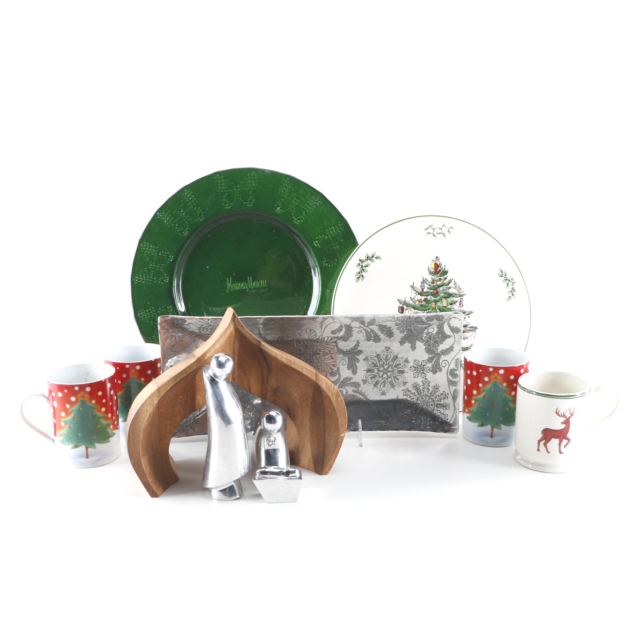 Assorted Christmas Decor Including Spode and Neiman Marcus