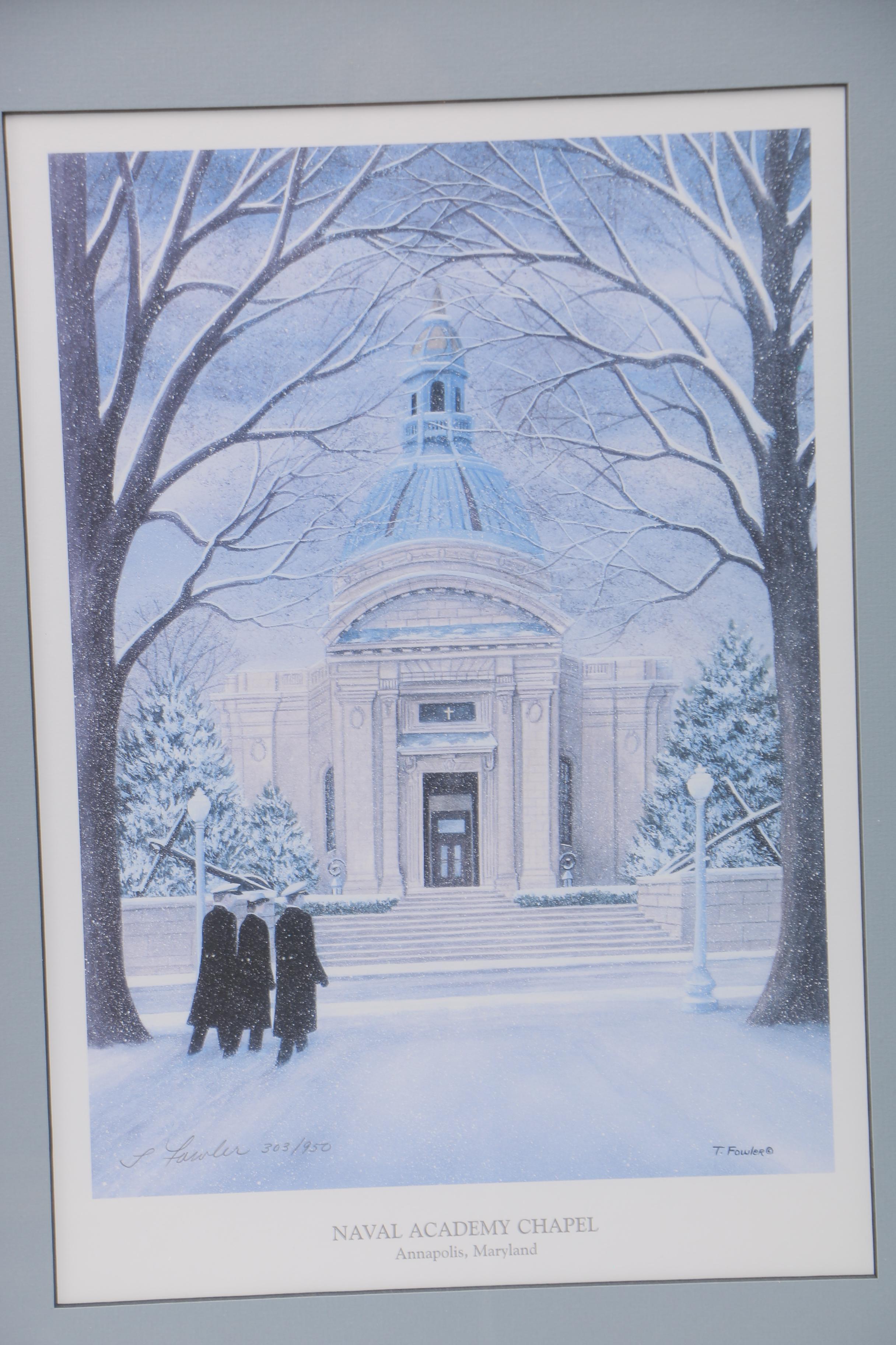 Terri Fowler Limited Edition Offset Lithograph "Naval Academy Chapel"
