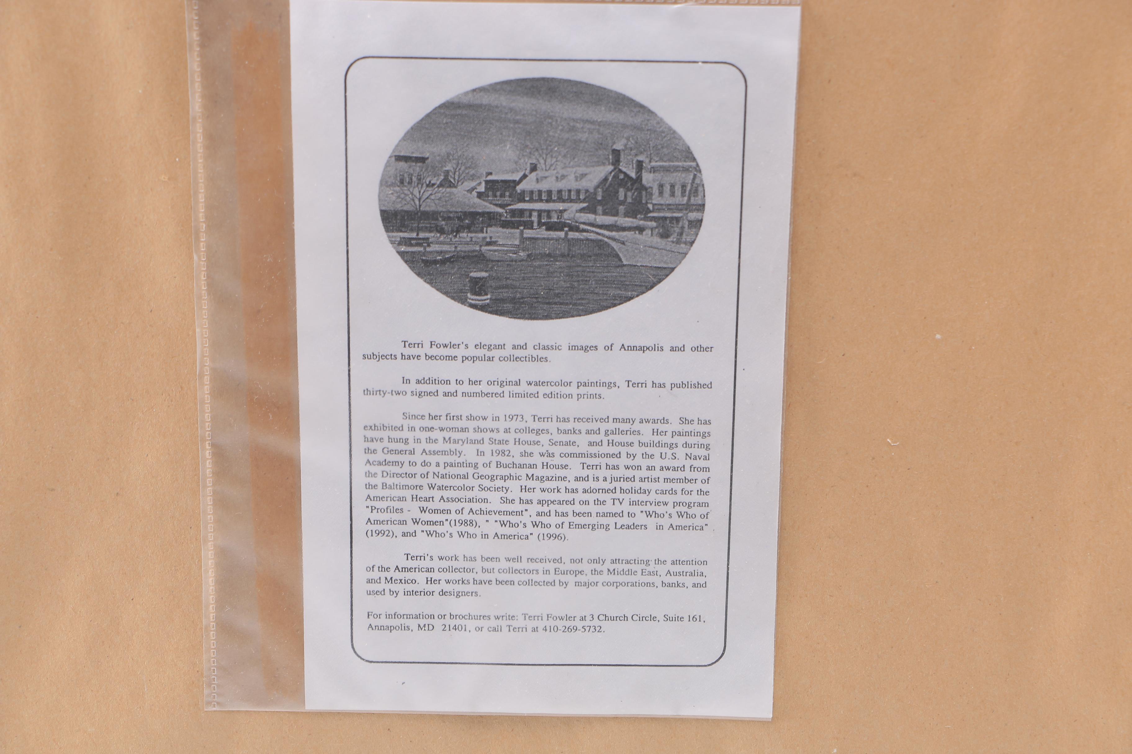 Terri Fowler Limited Edition Offset Lithograph "Naval Academy Chapel"