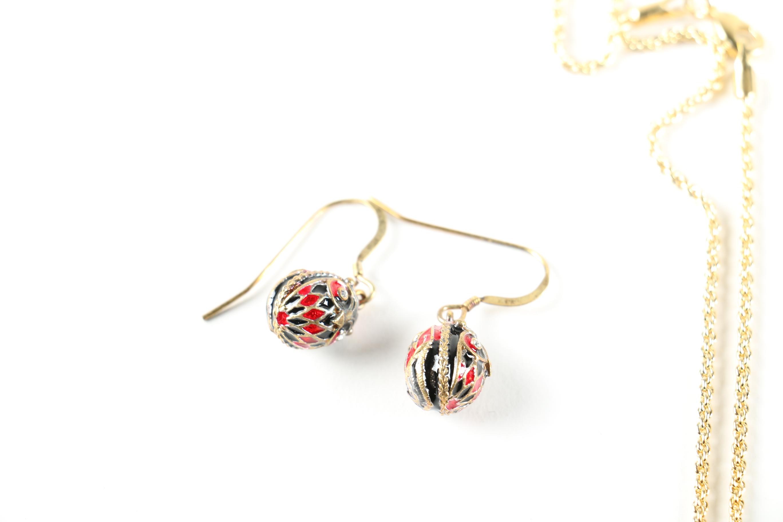 Vintage Enamel Gold Tone Jewelry