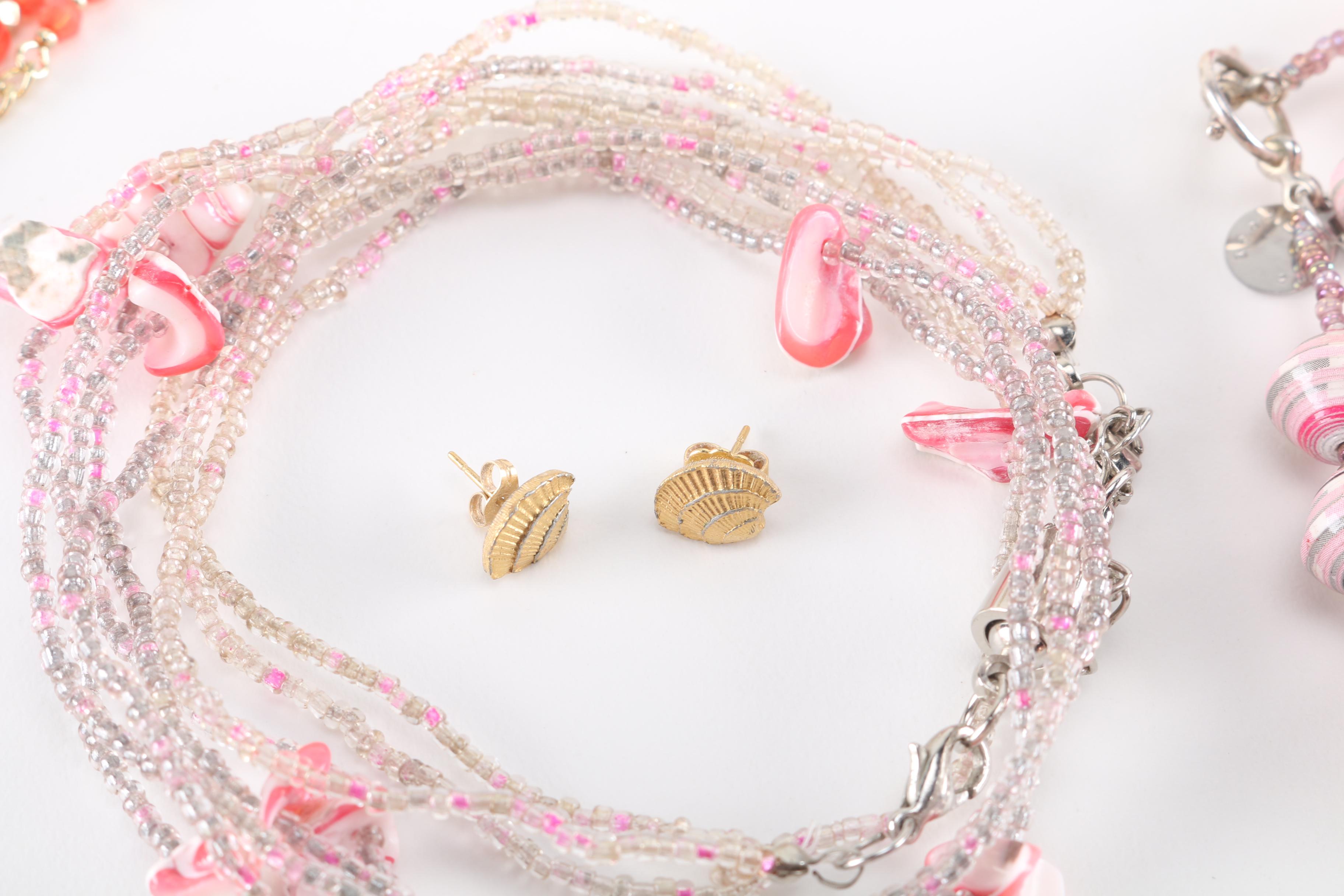 Costume Jewelry with Pink Beads and Accents