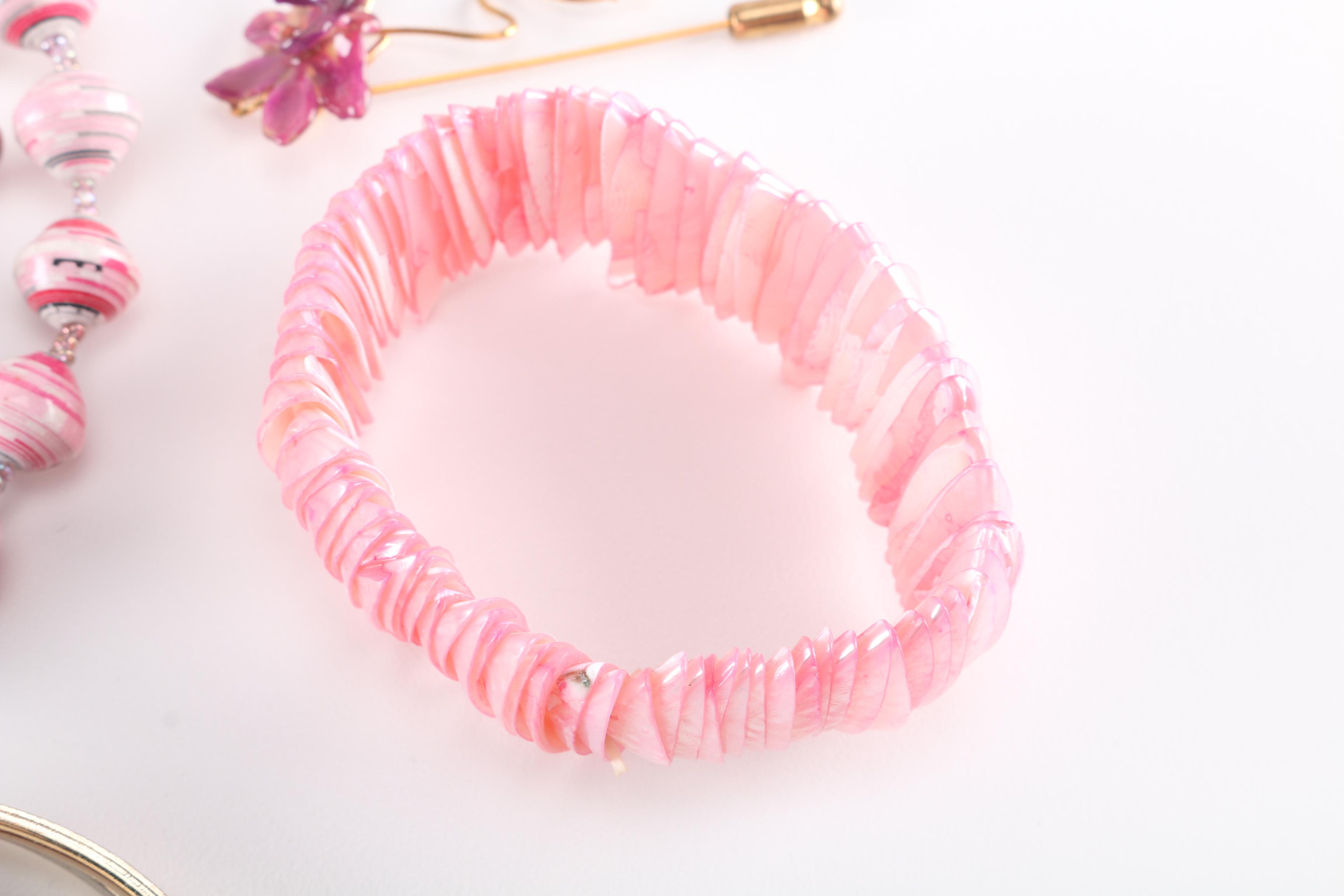 Costume Jewelry with Pink Beads and Accents