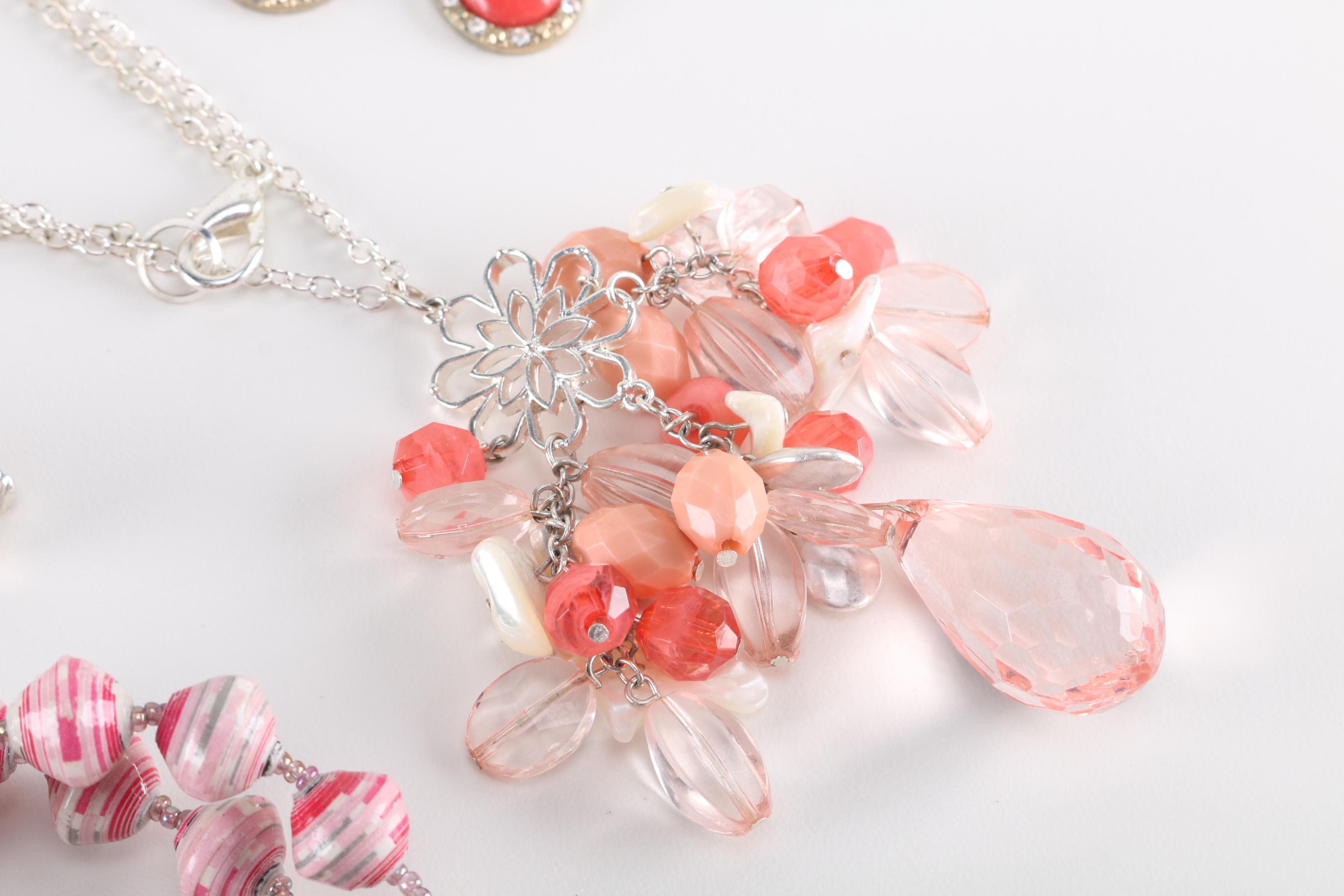 Costume Jewelry with Pink Beads and Accents