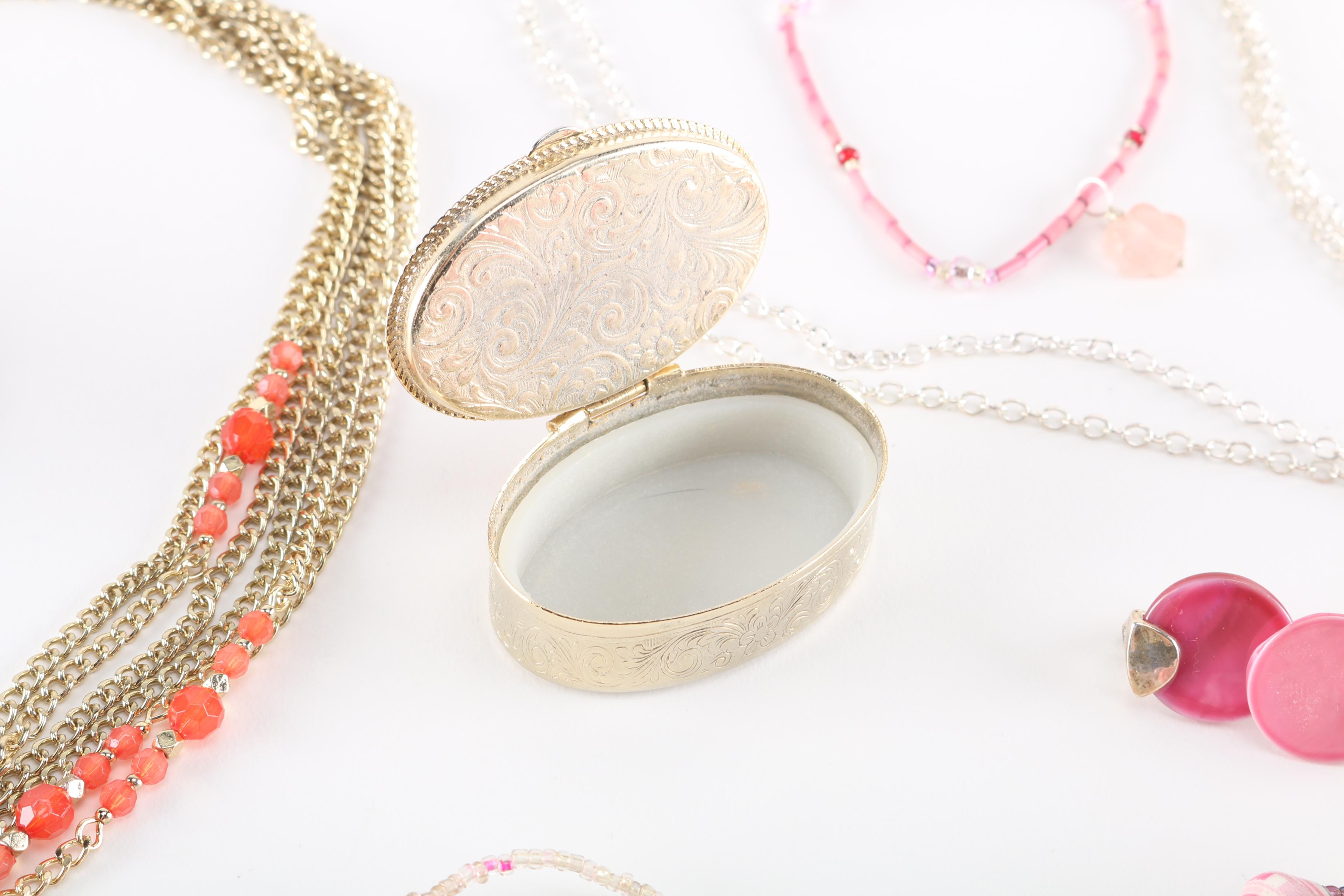 Costume Jewelry with Pink Beads and Accents