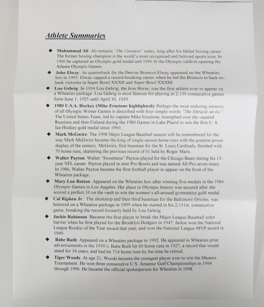 Wheaties Athletes of the Century Limited Edition Collection