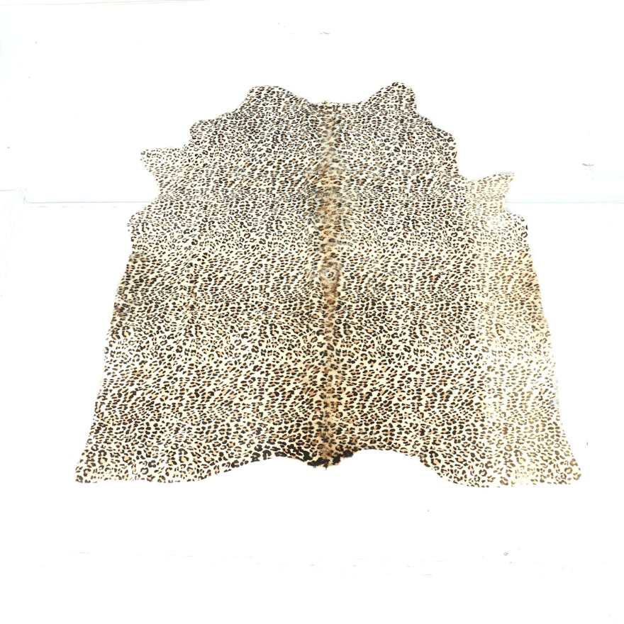 Leopard Print Cowhide Area Rug